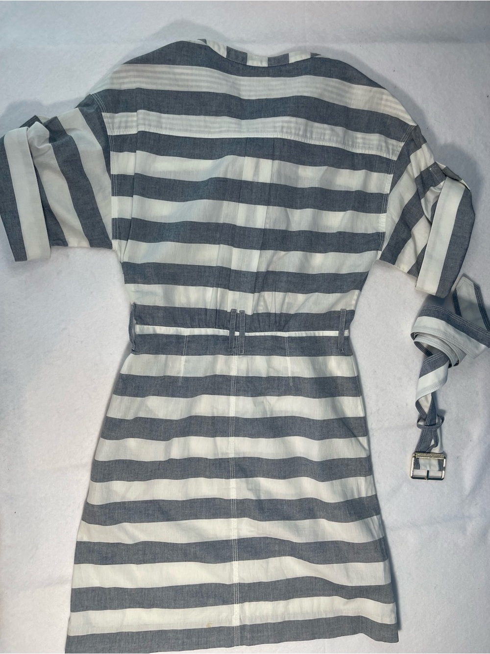 Burberry Brit Blue & White Striped Belted Shirt Dress Size 4 - Picture 14 of 16